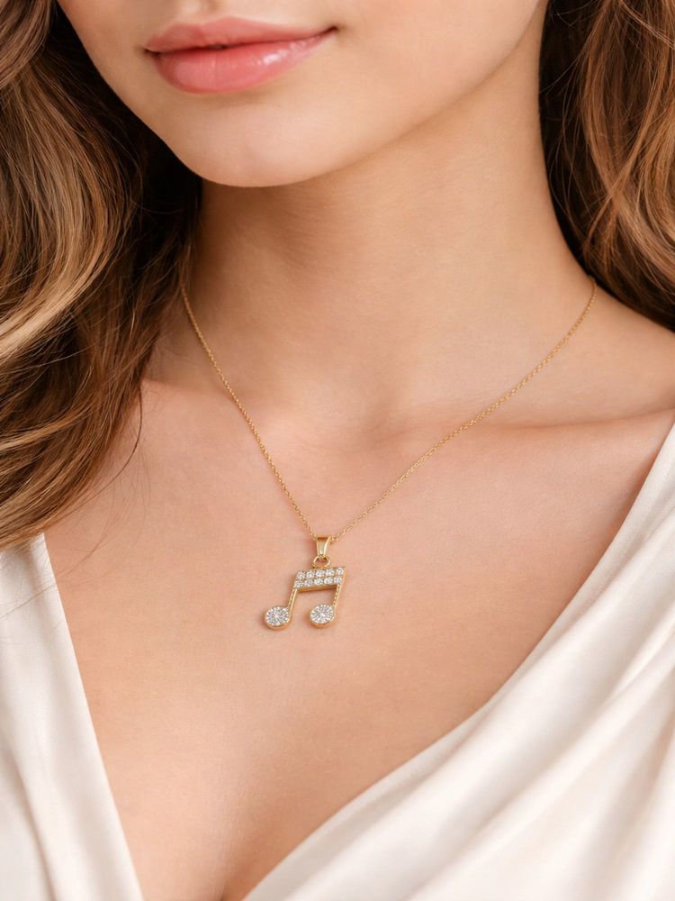 Jewelz Gold Plated Music Note Pendant Necklace for Women-picture-27