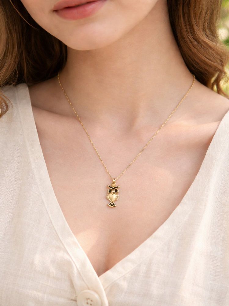 Jewelz Gold Plated Owl Pendant Necklace for Women-picture-40