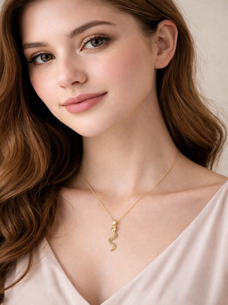 Jewelz Gold Plated Snake Pendant Necklace for Women-picture-32