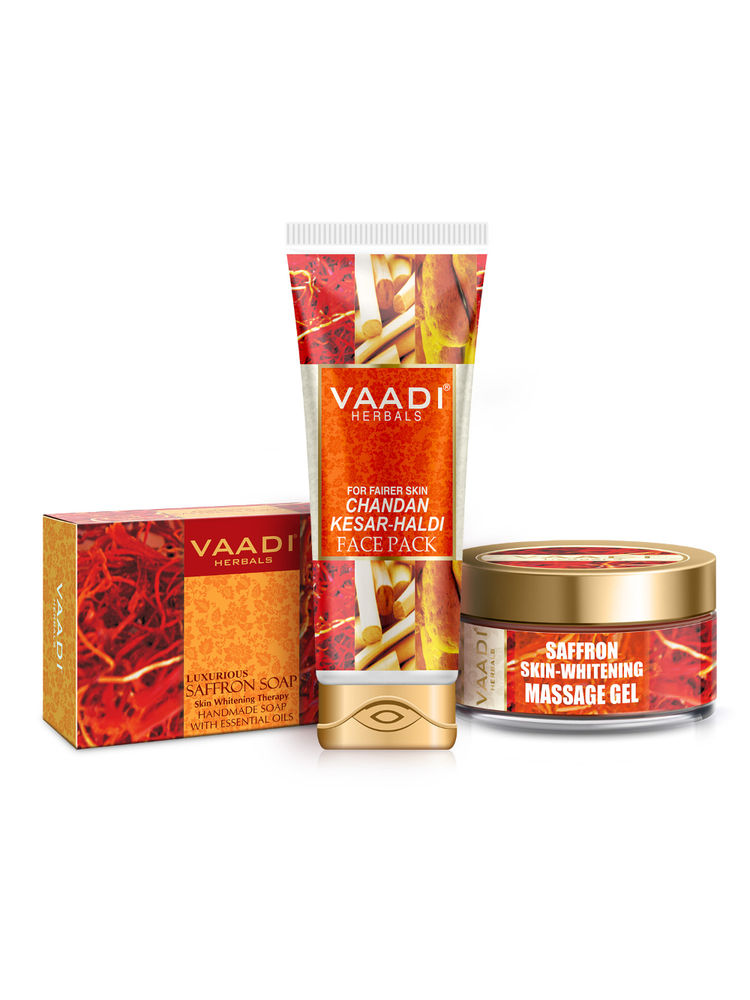 Vaadi Herbals Advanced Skin Whitening Saffron Combo (Gel, Pack & Cleanser)