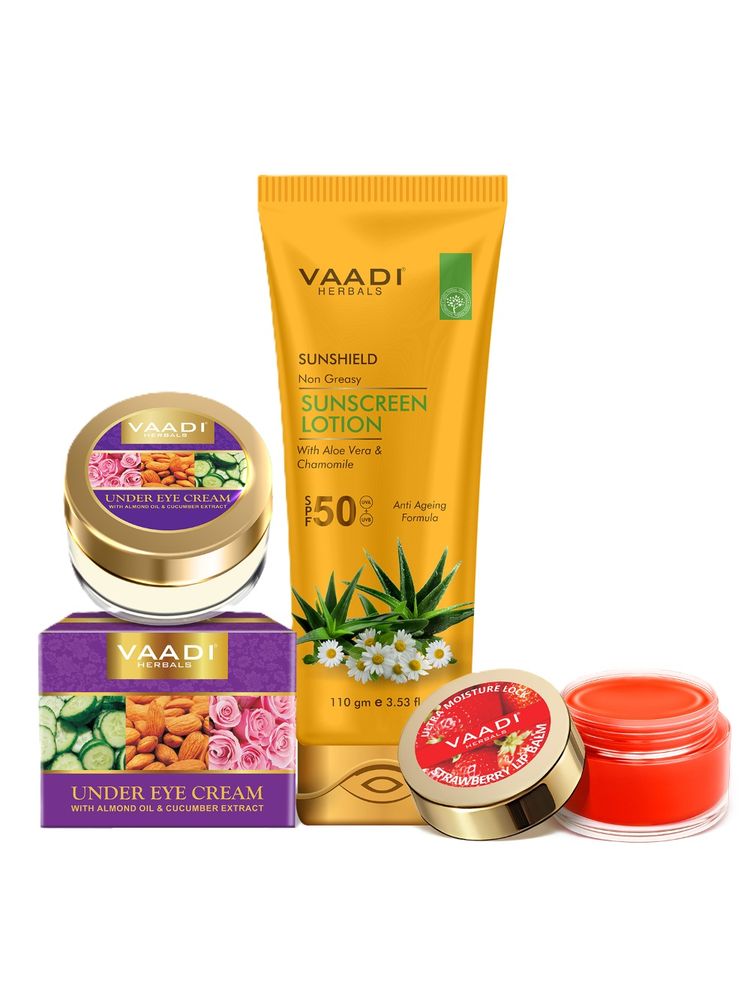 Vaadi Herbals Sun Protection & Tan Prevention Combo (SPF 50, Balm, Cream)