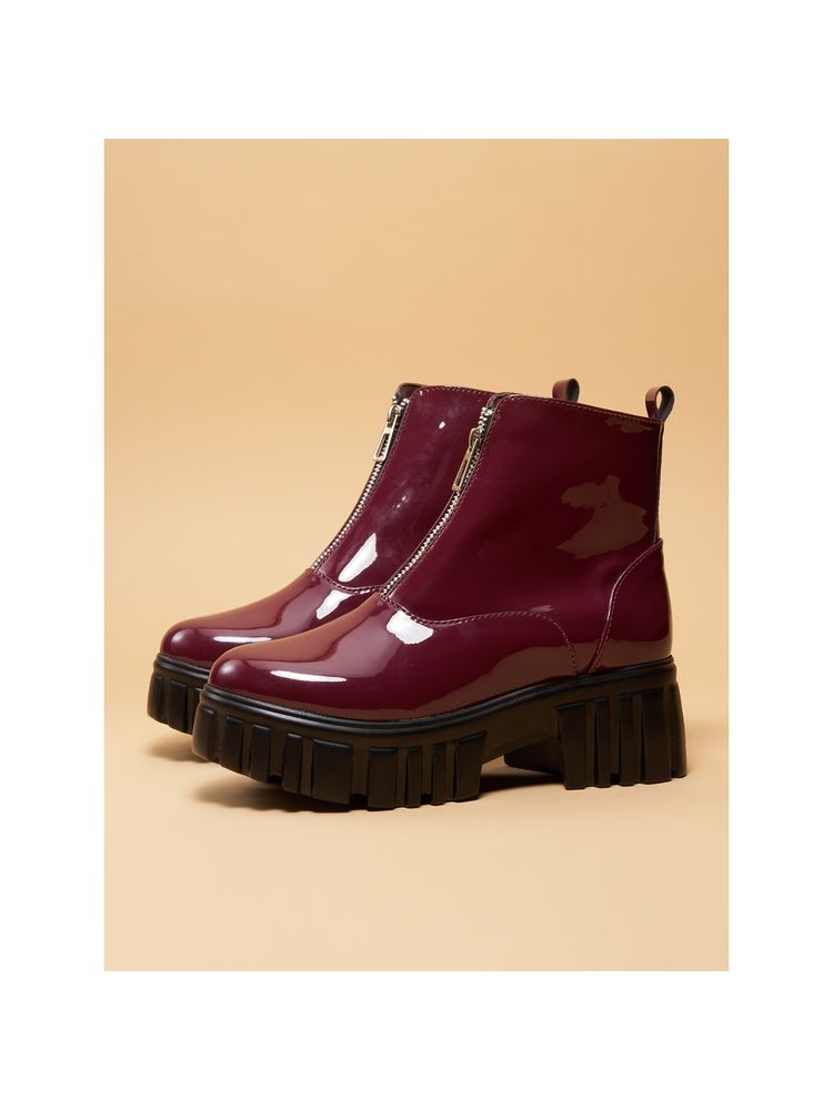 Eridani Sybal Ankle Length Chunky Casual Boots Maroon-image-41