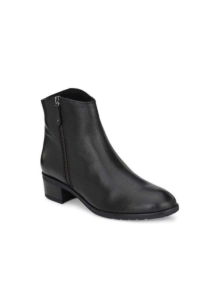 Delize Black Solid Ankle Boots-picture-22