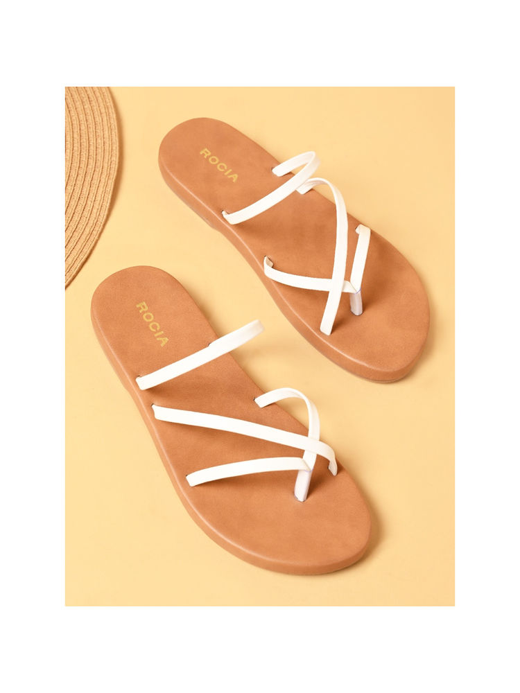 ROCIA White Women Strappy Flats-image-26