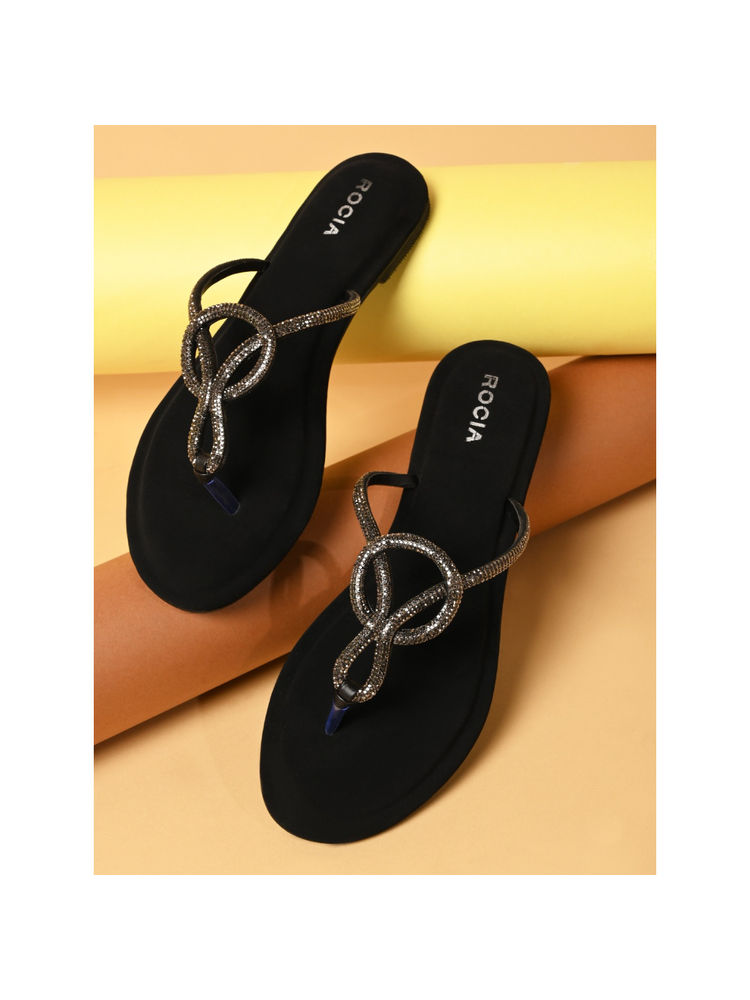ROCIA Black Women Classy Diamond Flats-image-27