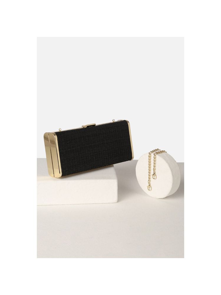 Van Heusen Women Black Textured Party Clutch-image-14