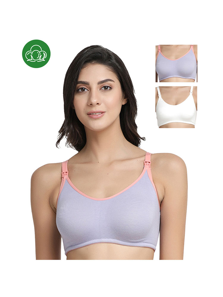 Inner Sense Organic Cotton Antimicrobial Nursing Bra Pack of 3 - Multi-Color-picture-23