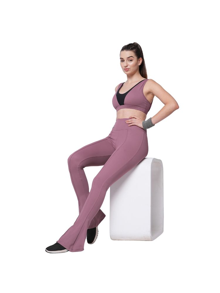 Fitkin Women Purple Front Pintuck Bootcut Pants-picture-23