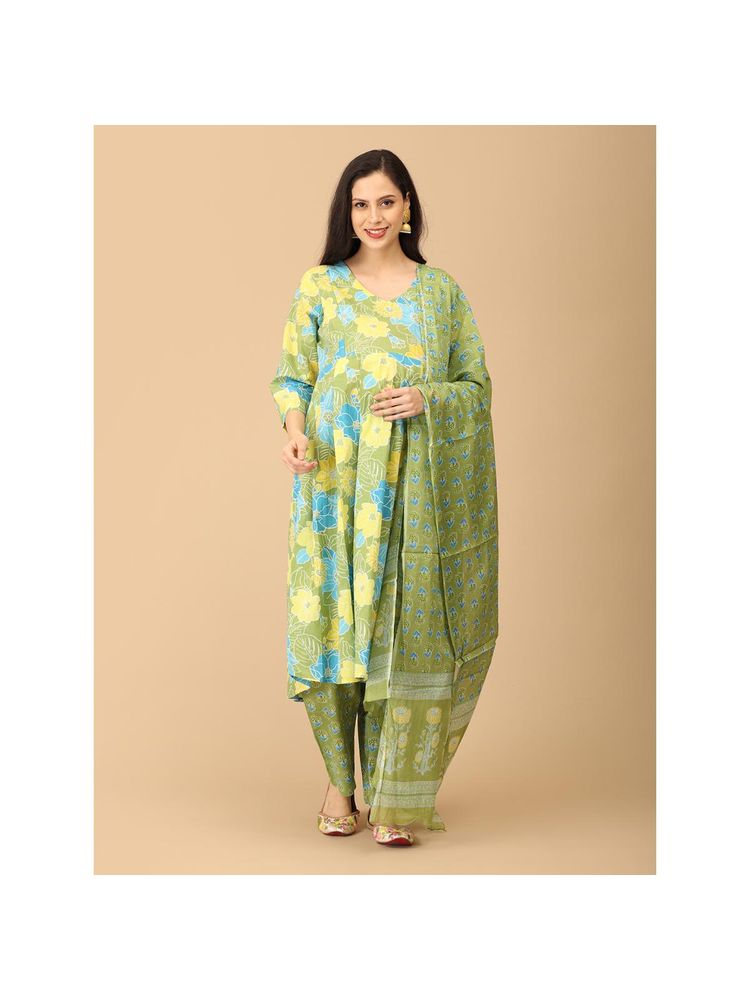 The Mom Store Verdant Ease Maternity & Nursing Kurta & Pant With Dupatta-picture-12