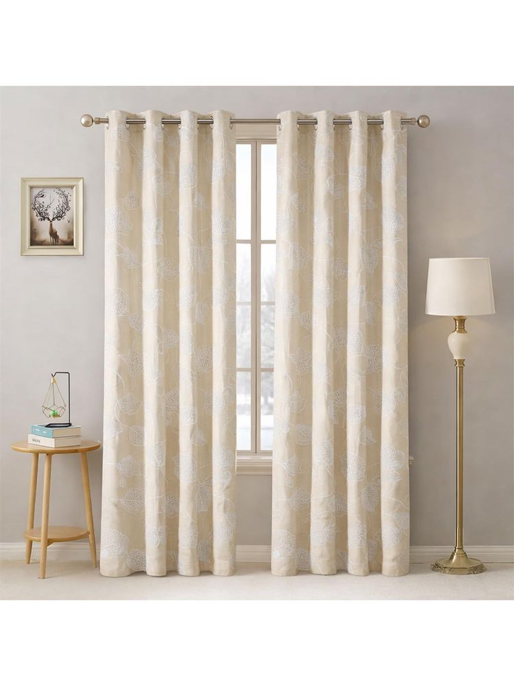 Nesterra Window Curtain, Pearl Fog Floral Print, Polyester 200 TC (Pack of 2)-image-49