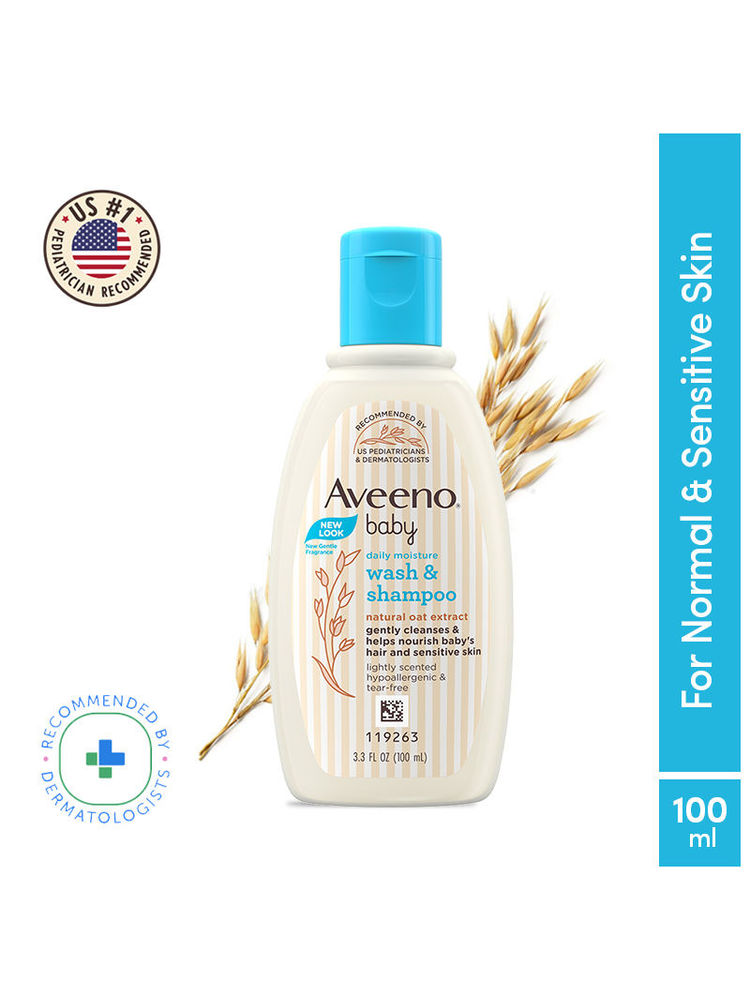 Aveeno Baby Daily Moisture Wash & Shampoo - Natural Oat Gentle Cleanser For Hair, Sensitive Body Skin