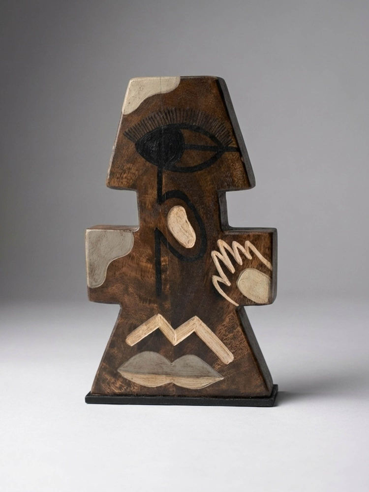 Freedom Tree Hand Eye Face Handcrafted Solid Wood Table Top-picture-11