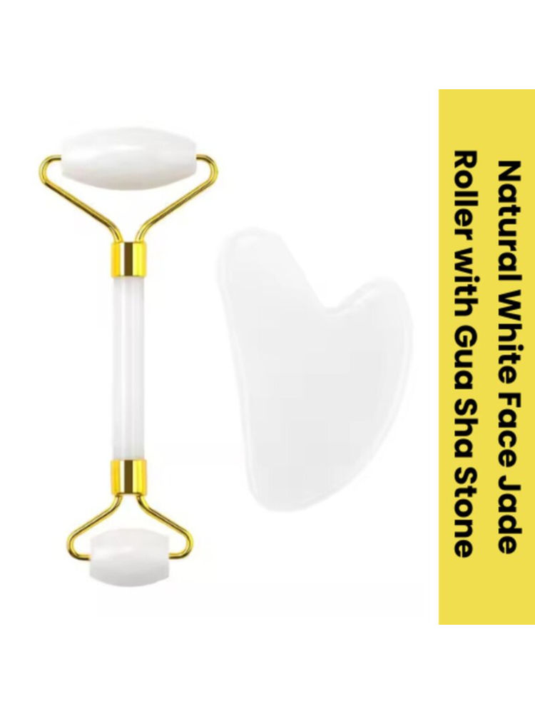 SEMINO Natural White Face Jade Roller with Gua Sha Stone-image-46