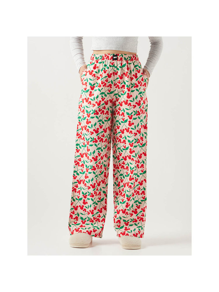 Bewakoof Women Pink All Over Printed Wide Leg Pyjamas-picture-10