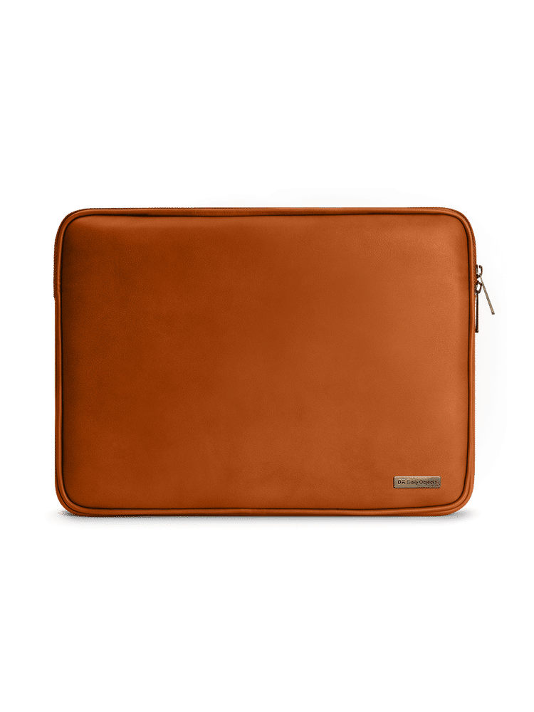 DailyObjects Tan Vegan Leather Zippered Sleeve For Laptop/macbook