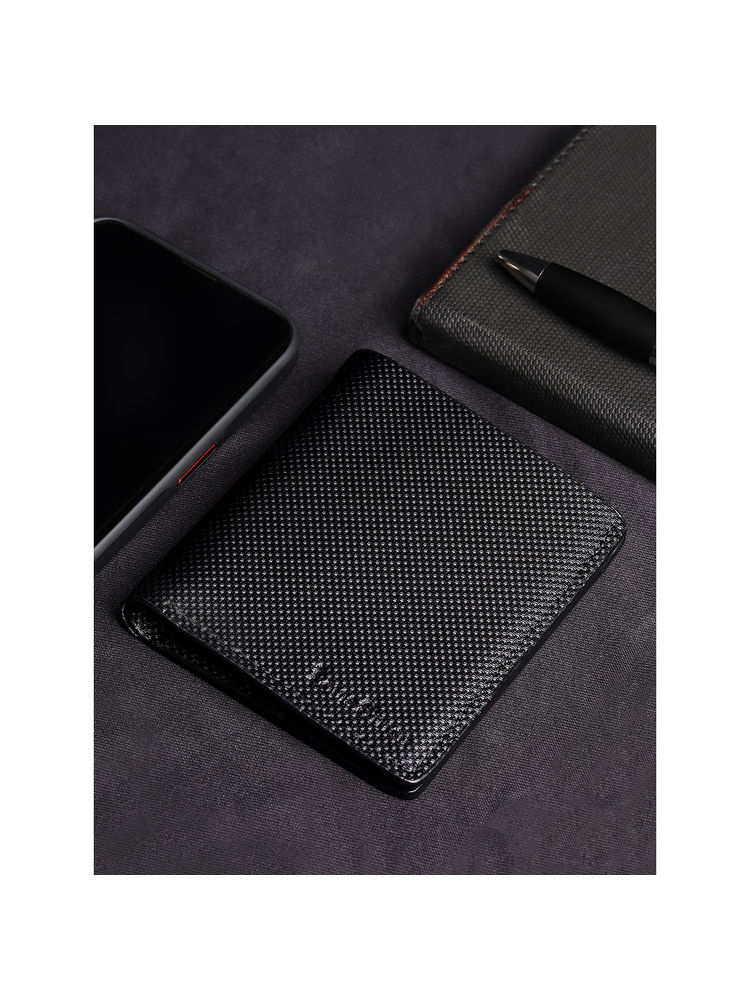 Louis Stitch Men Black Spanish Leather Slim Two Fold Wallet-picture-18