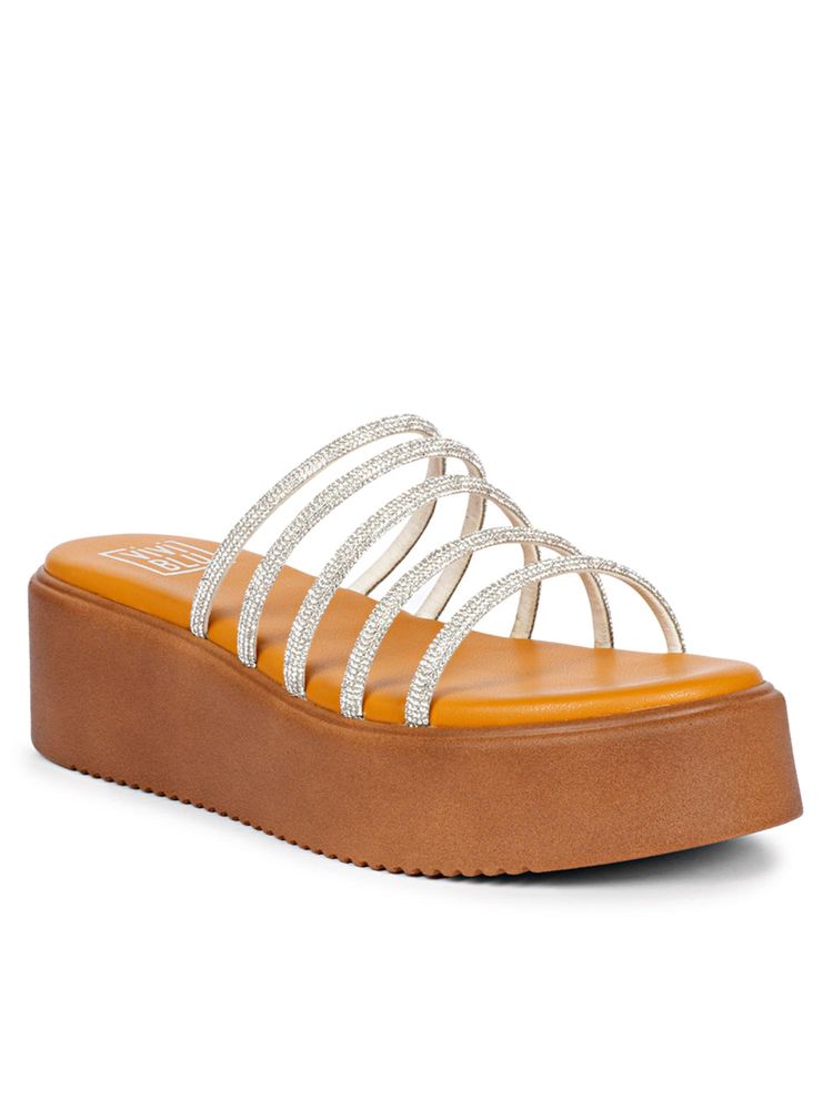 Saint G Women Viviblu Mustard Leather Platform Sandals-picture-29
