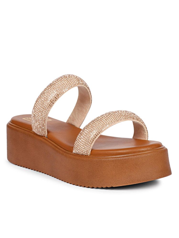 Saint G Women Viviblu Tan Leather Platform Sandals-picture-32