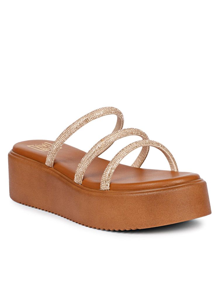 Saint G Women Viviblu Tan Leather Platform Sandals-image-18