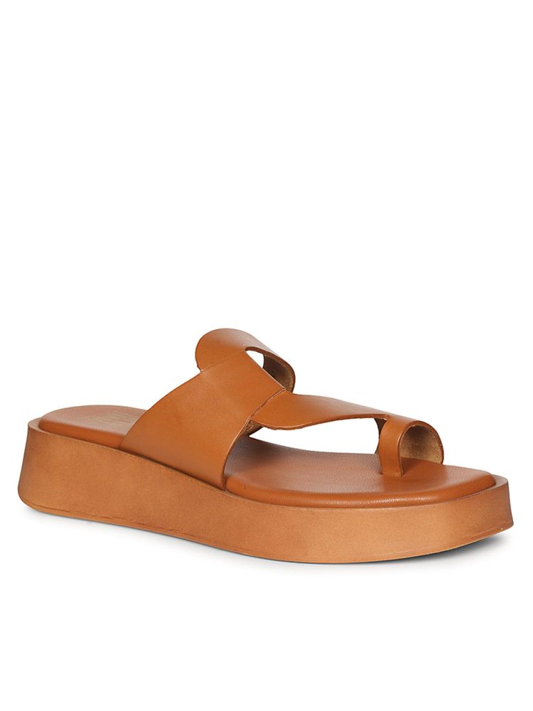 Saint G Women Viviblu Tan Leather One Toe Sandals-image-17