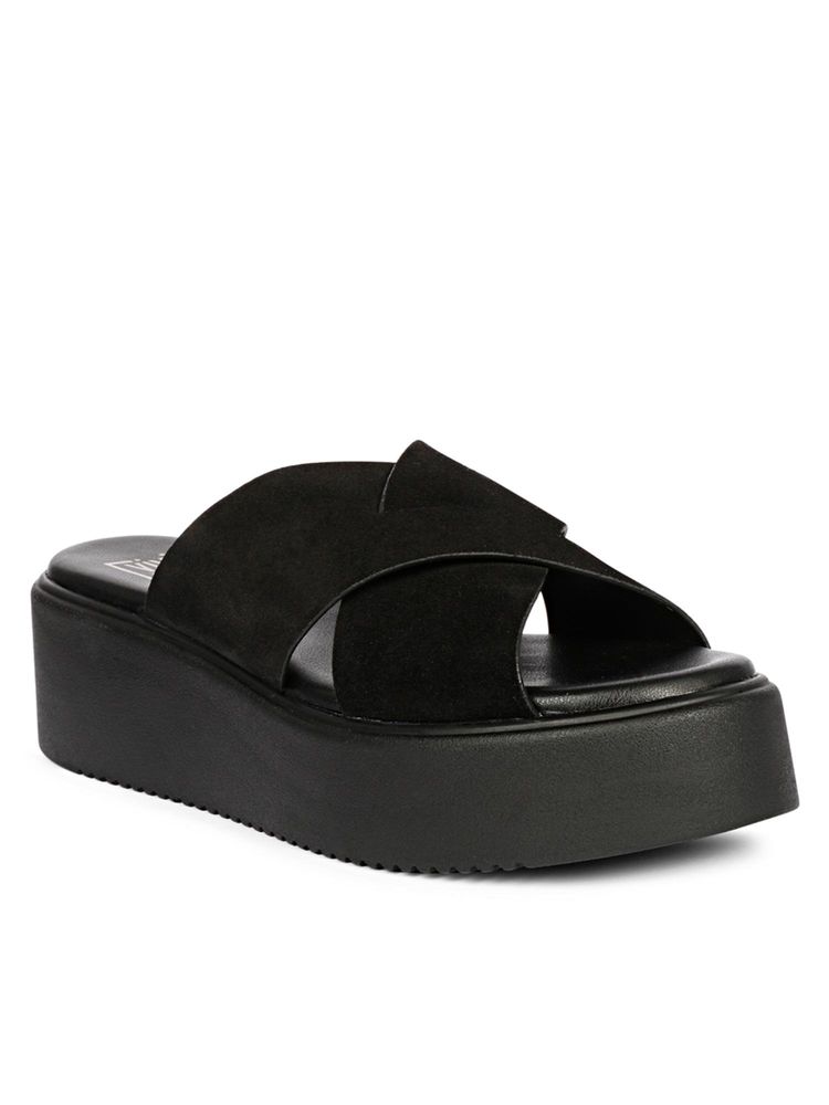Saint G Women Viviblu Black Leather Platform Sandals-picture-29