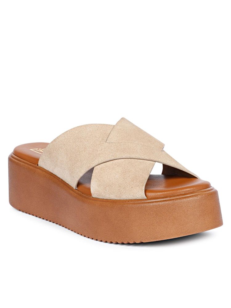 Saint G Women Viviblu Beige Leather Platform Sandals-picture-13