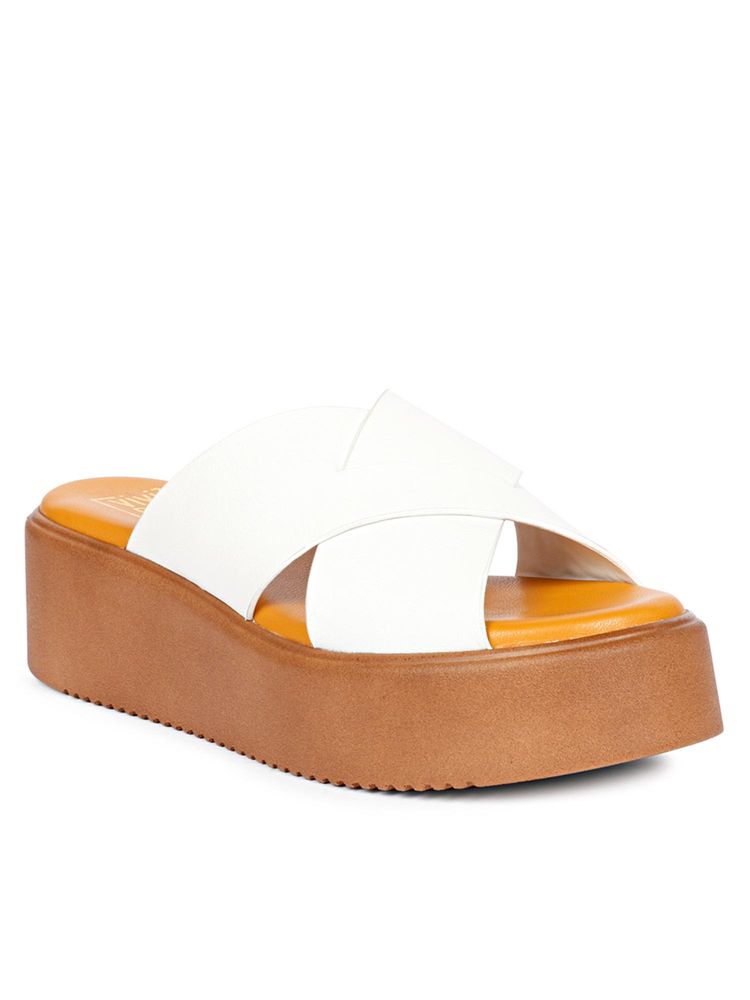 Saint G Women Viviblu White Leather Platform Sandals-picture-21