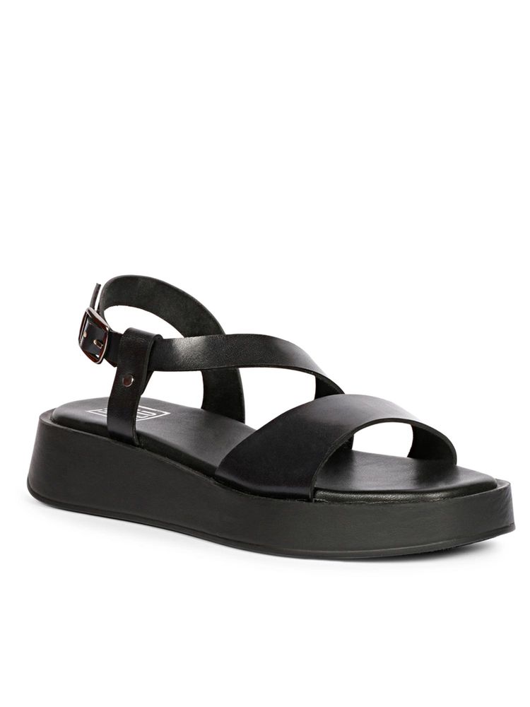 Saint G Women Viviblu Black Leather Platform Sandals-picture-23