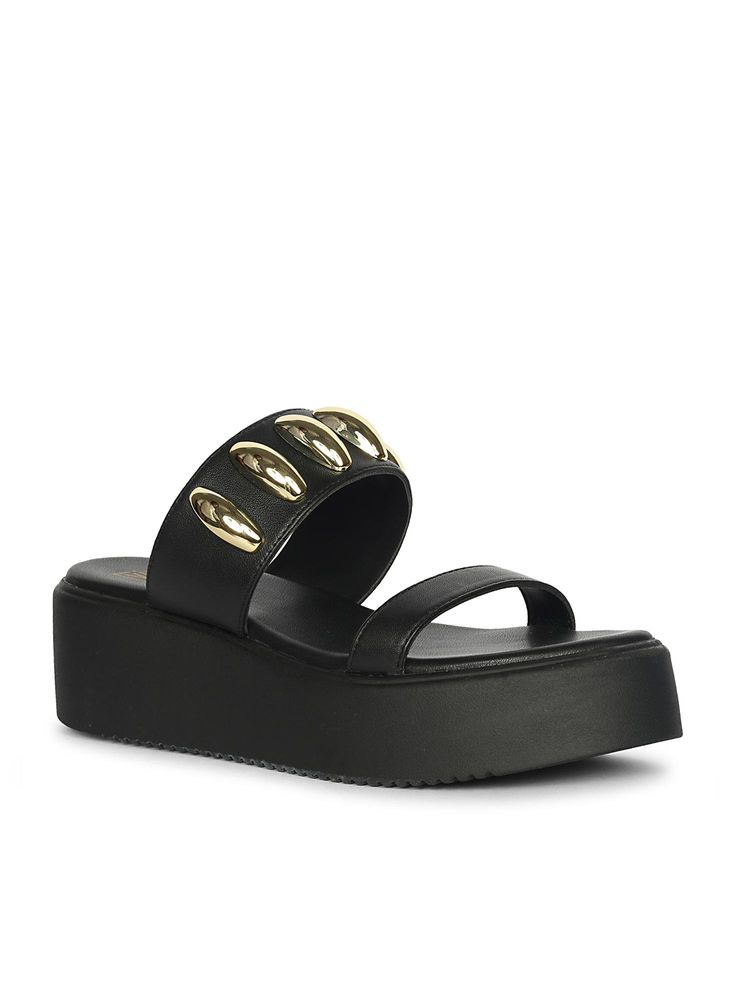 Saint G Women Viviblu Black Leather Platform Sandals-picture-33