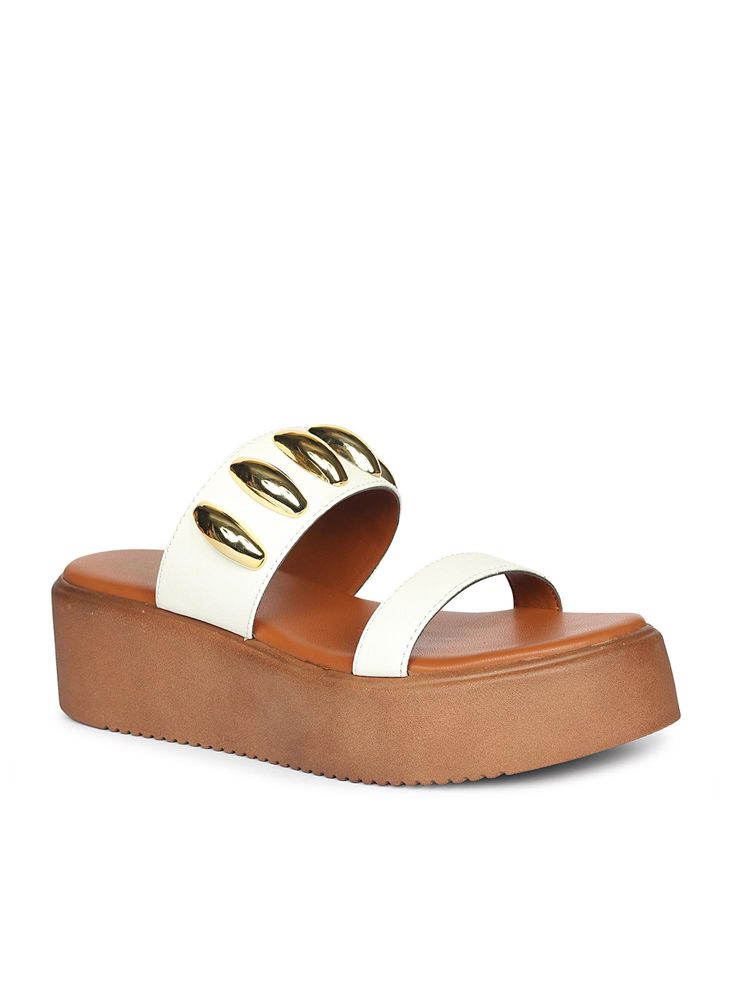 Saint G Women Viviblu White Leather Platform Sandals-picture-32