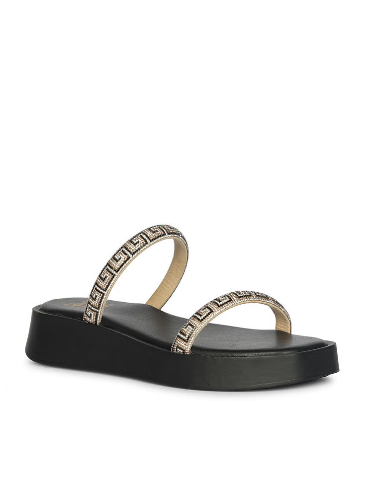 Saint G Women Viviblu Black Leather Platform Sandals-picture-36