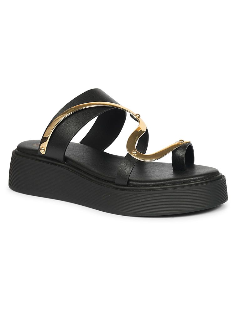 Saint G Women Viviblu Black Leather Platform Sandals-picture-37