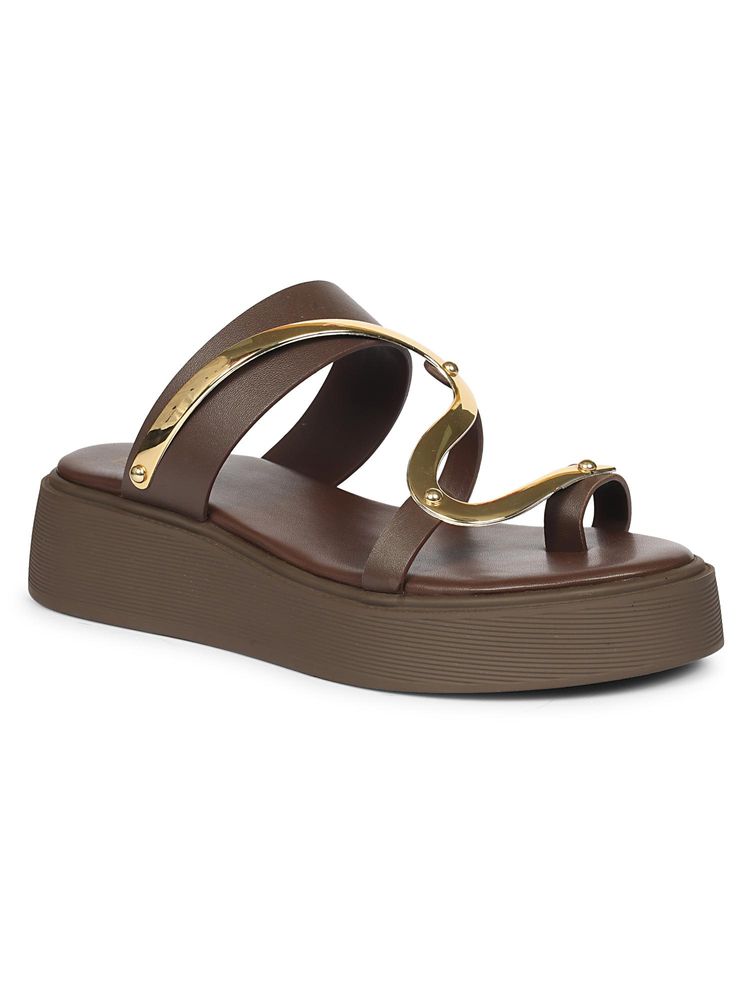 Saint G Women Viviblu Brown Leather Platform Sandals-picture-12