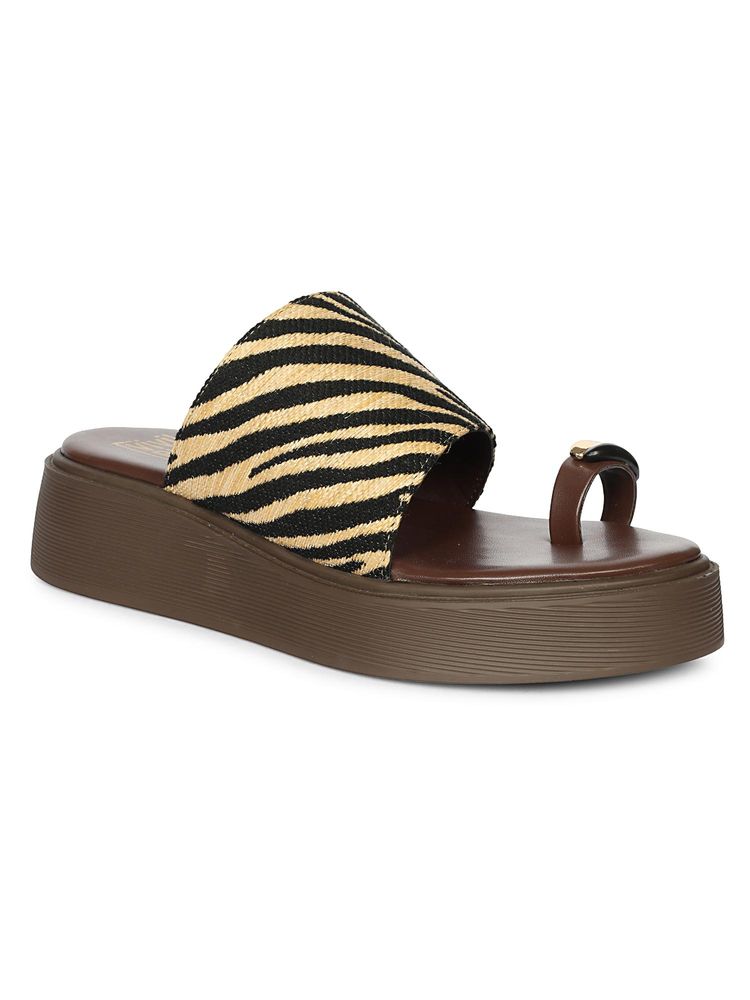 Saint G Women Viviblu Brown Animal Printed Leather Platform Sandals-picture-20