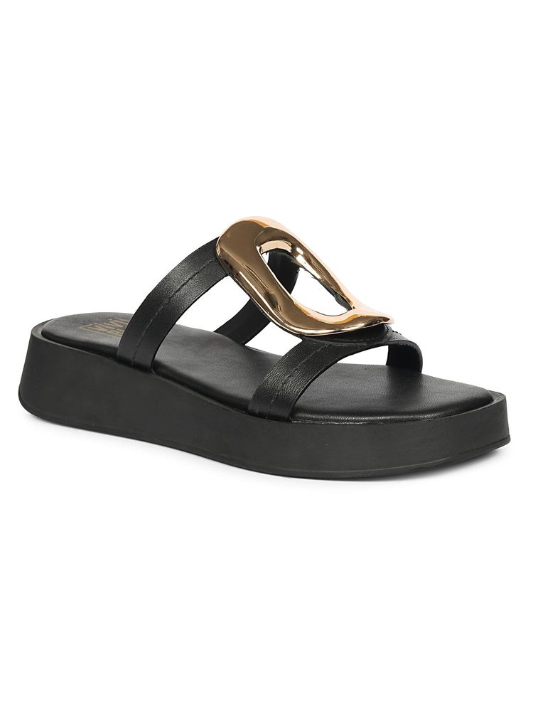 Saint G Women Viviblu Black Leather Platform Sandals-picture-16