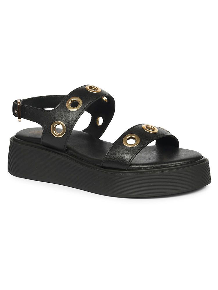 Saint G Women Viviblu Black Leather Platform Sandals-picture-19