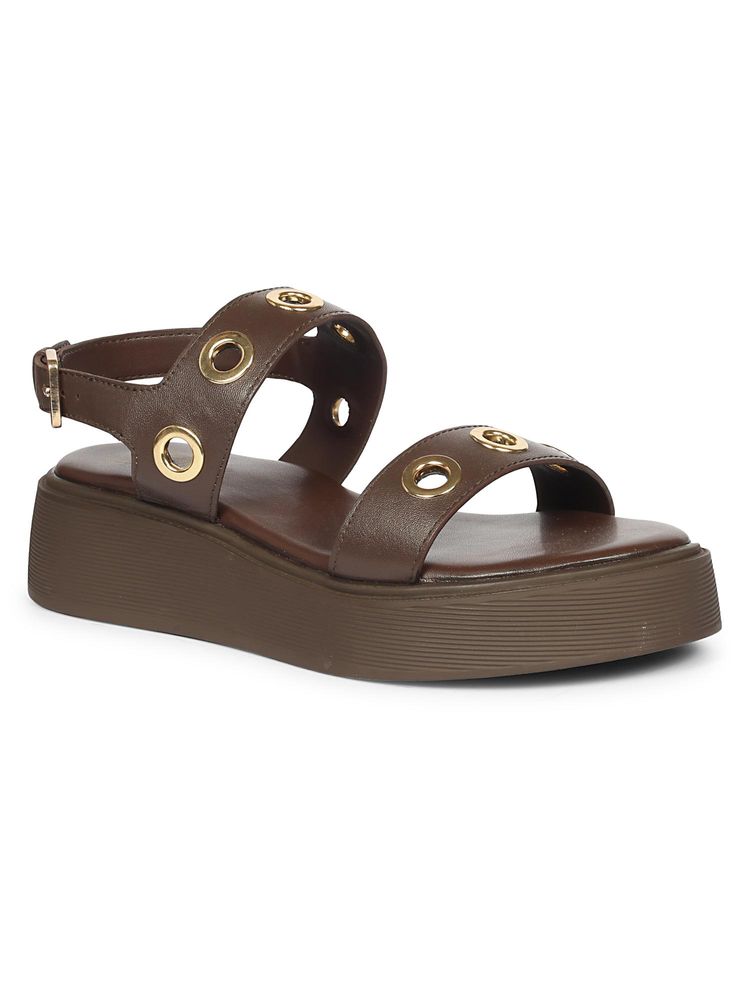 Saint G Women Viviblu Brown Leather Platform Sandals-picture-24