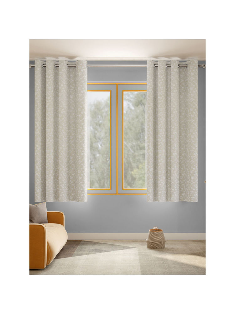 Haus & Kinder Ginkgo Serenity Polyester Window Curtains Champange (Pack of 2)-image-36