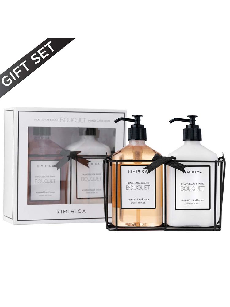 Kimirica Bouquet Hand Care Duo Caddy Set - Premium Hand Wash & Lotion in a Chic Decorative Caddy