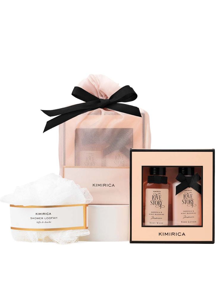 Kimirica Nothing But Love Duo Potli Gift Set - Nourishing Shower Gel, Hydrating Body Lotion & Loofah