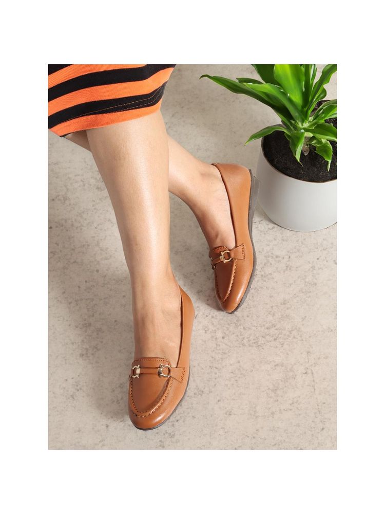 ELLE Women's Fashionable Tan Color Comfortable Loafers-picture-30