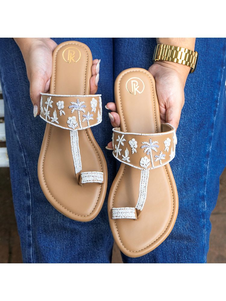 PREET KAUR Palm Tan Kolhapuris