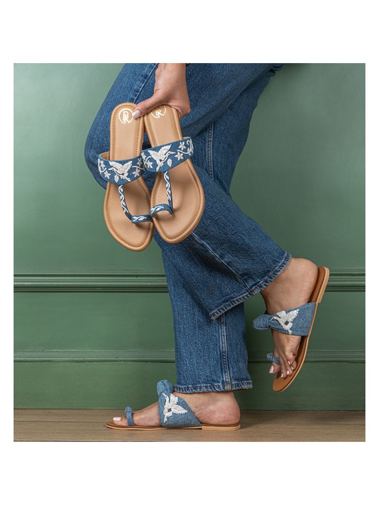 PREET KAUR Denim Bird Kolhapuris-picture-10
