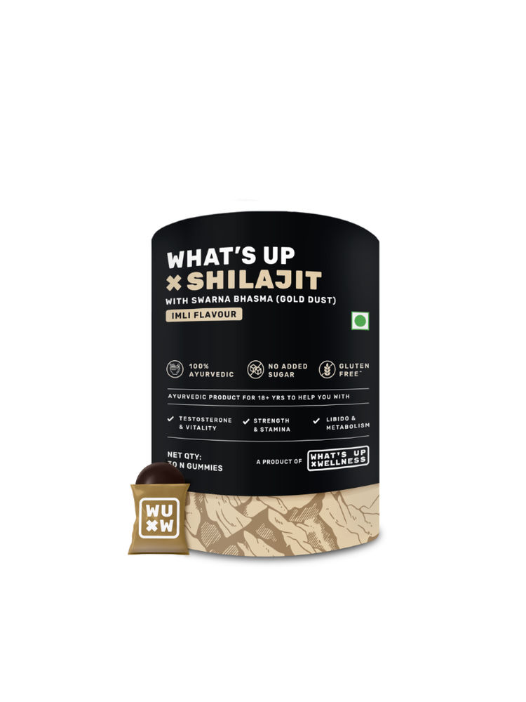 What's Up Wellness Shilajit Resin Gummies with 24K Gold Dust Improve Stamina & Immunity