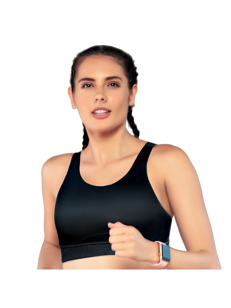 Enamor SB18 Convertible Back High Impact Bra - Padded, Wirefree & Full Coverage - Black