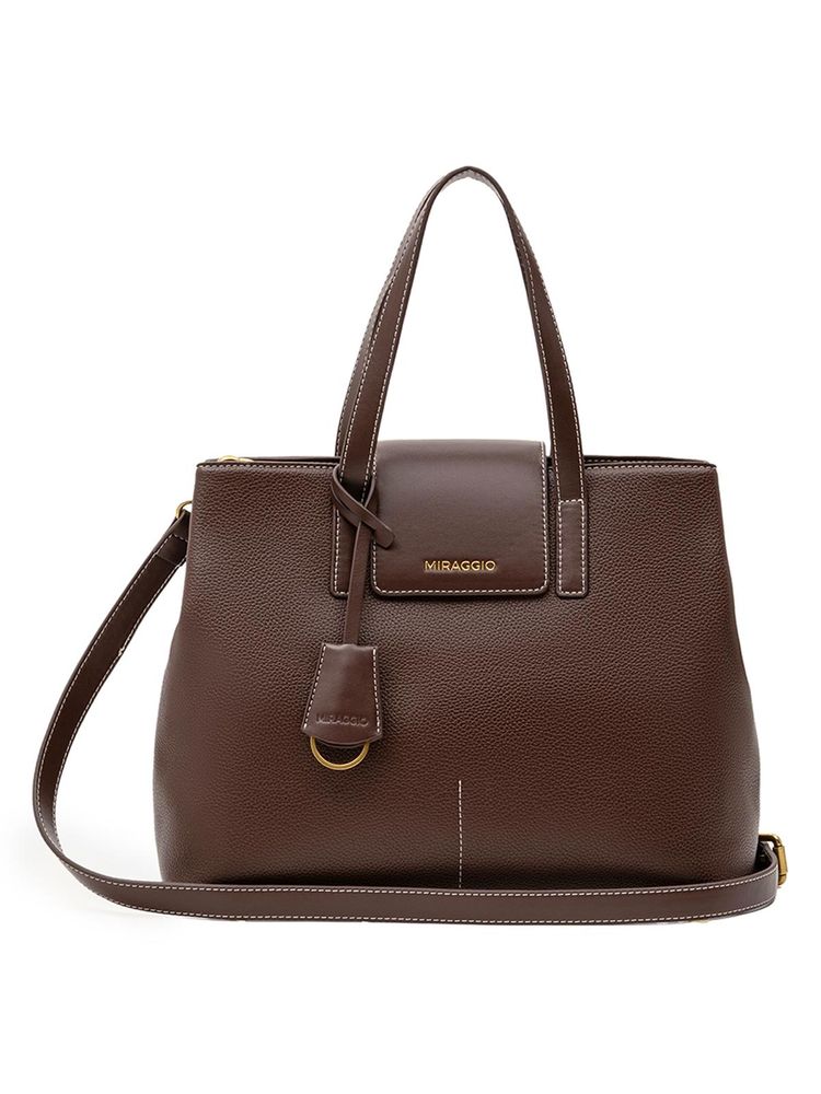 MIRAGGIO Costa Brown Handbag with Detachable Strap-image-14