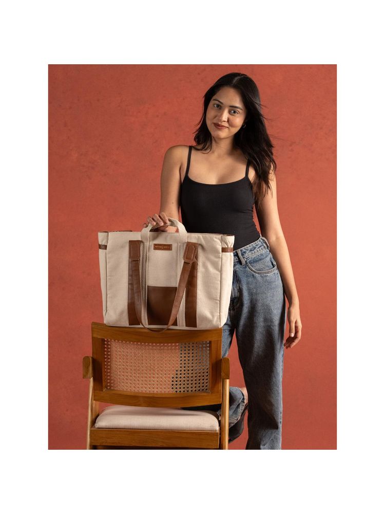 Urban Space Women Off White Canvas Tote Bag-picture-8
