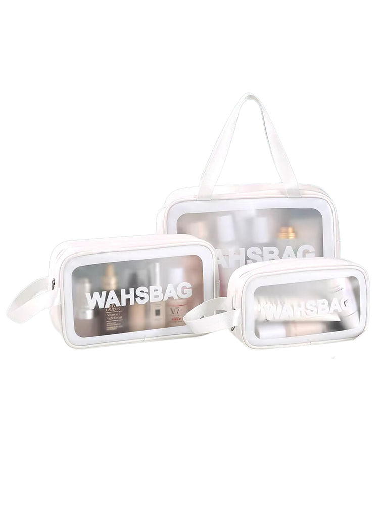 Kayanara Transparent Travel Makeup Bag Set Of 3 - White Wash Bag-image-13