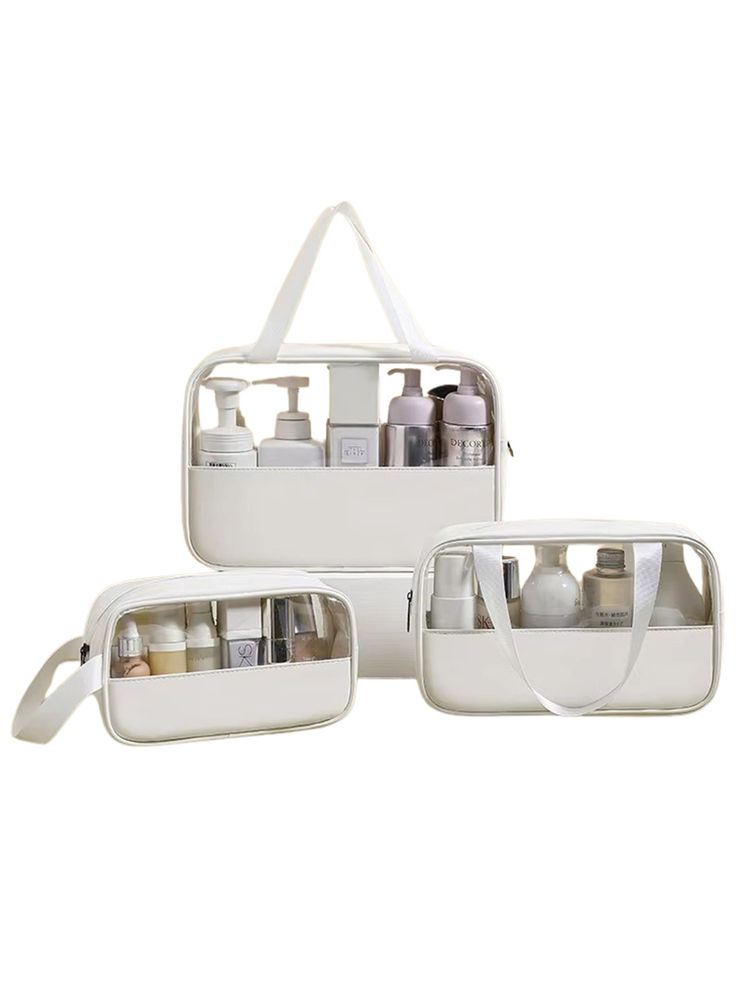 Kayanara Transparent Set Of 3 Travel Makeup Kit - White Toiletry Bag-picture-17