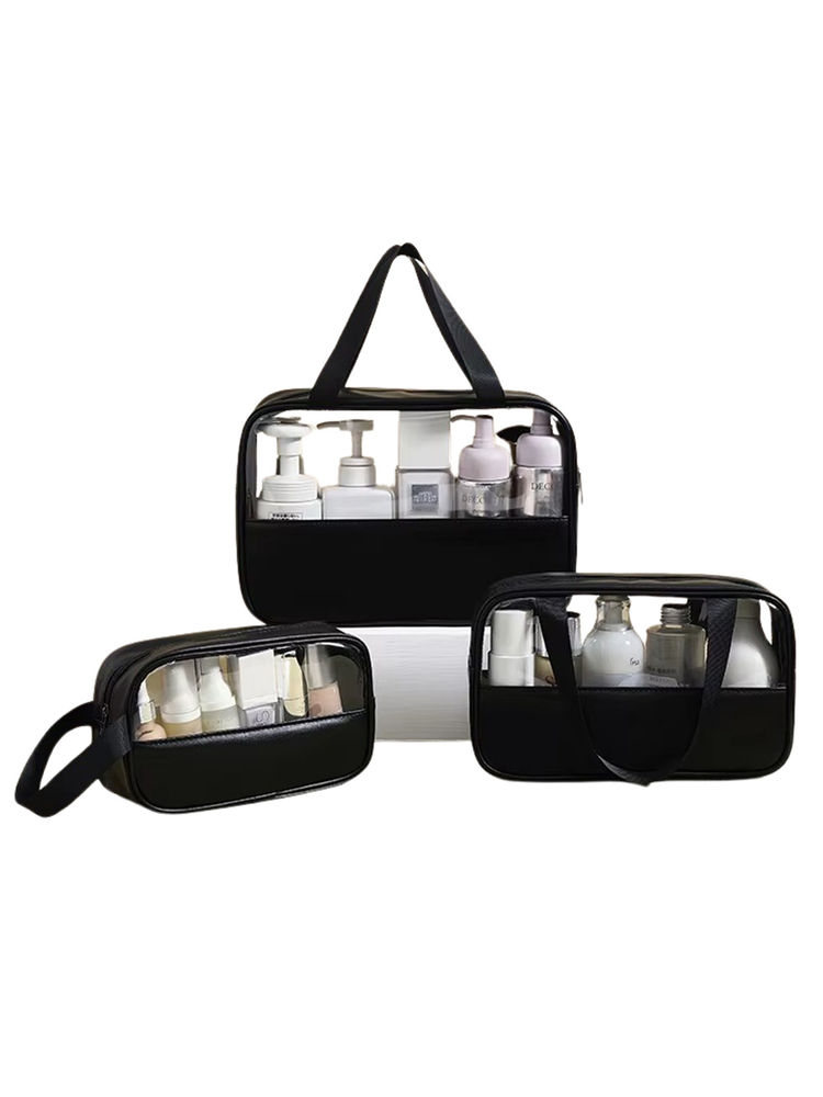 Kayanara Transparent Set Of 3 Travel Makeup Kit - Black Toiletry Bag-picture-22